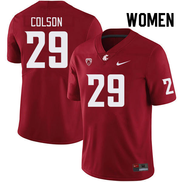 Women #29 Jamorri Colson Washington State Cougars College Football Jerseys Stitched Sale-Crimson